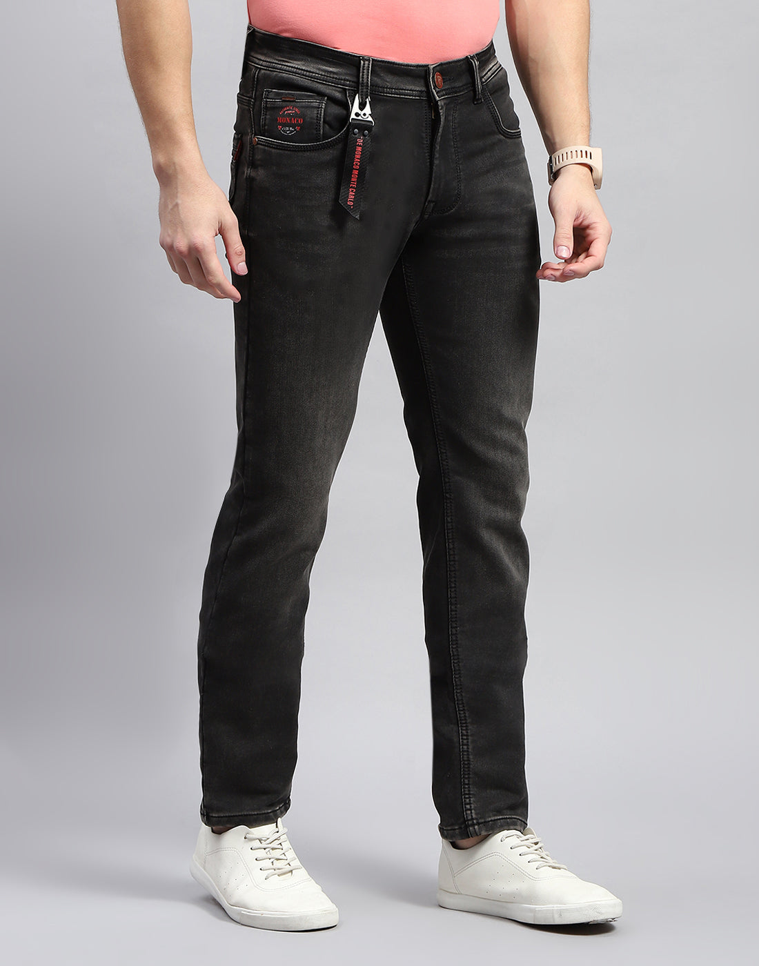 Men Grey Light Wash Slim Fit Denim