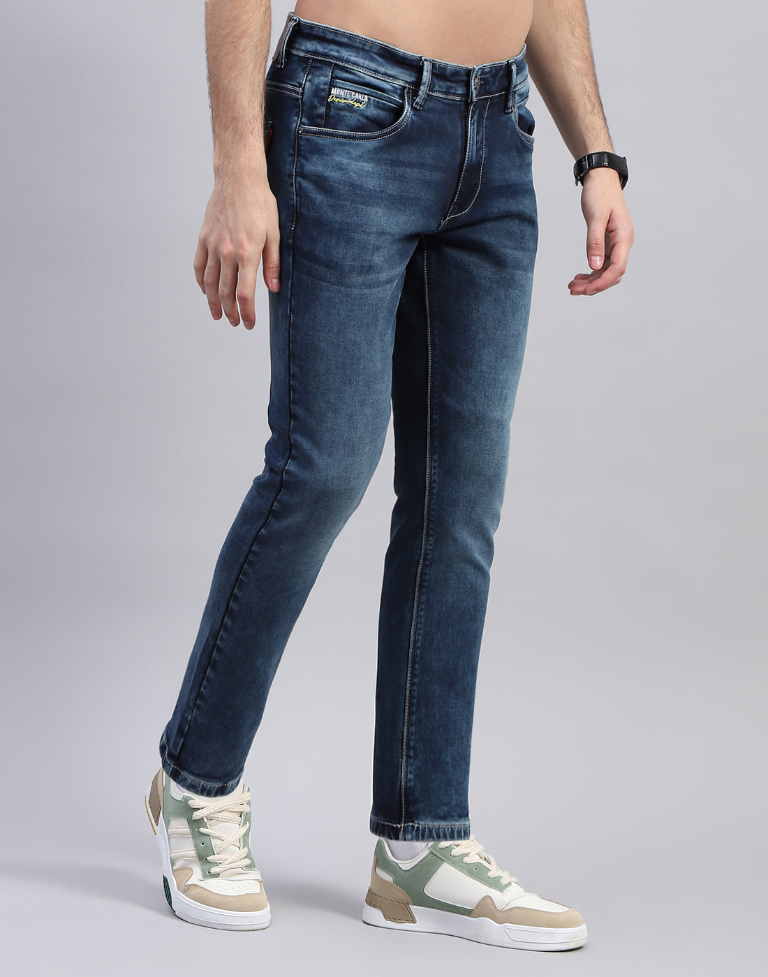 Men Blue Solid Slim Fit Denim