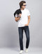 Men Blue Light Wash Narrow Fit Denim