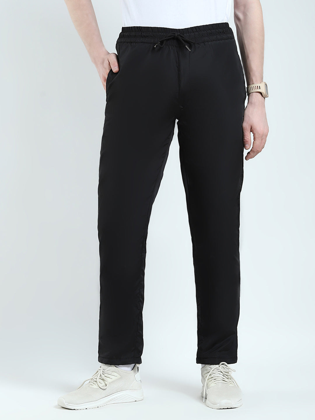 Men Black Solid Regular Fit Winter Lower