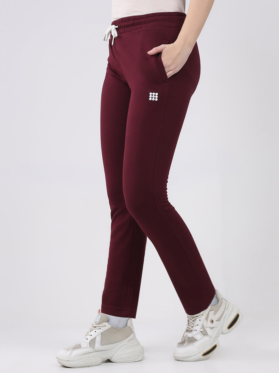 Rock.it Women Maroon Solid Slim Fit Lower