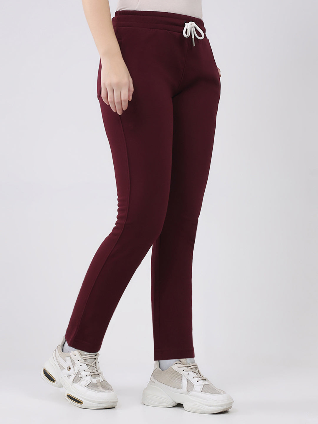 Rock.it Women Maroon Solid Slim Fit Lower
