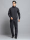 Men Charcoal Solid Mock Neck Full Sleeve Winter Tracksuit