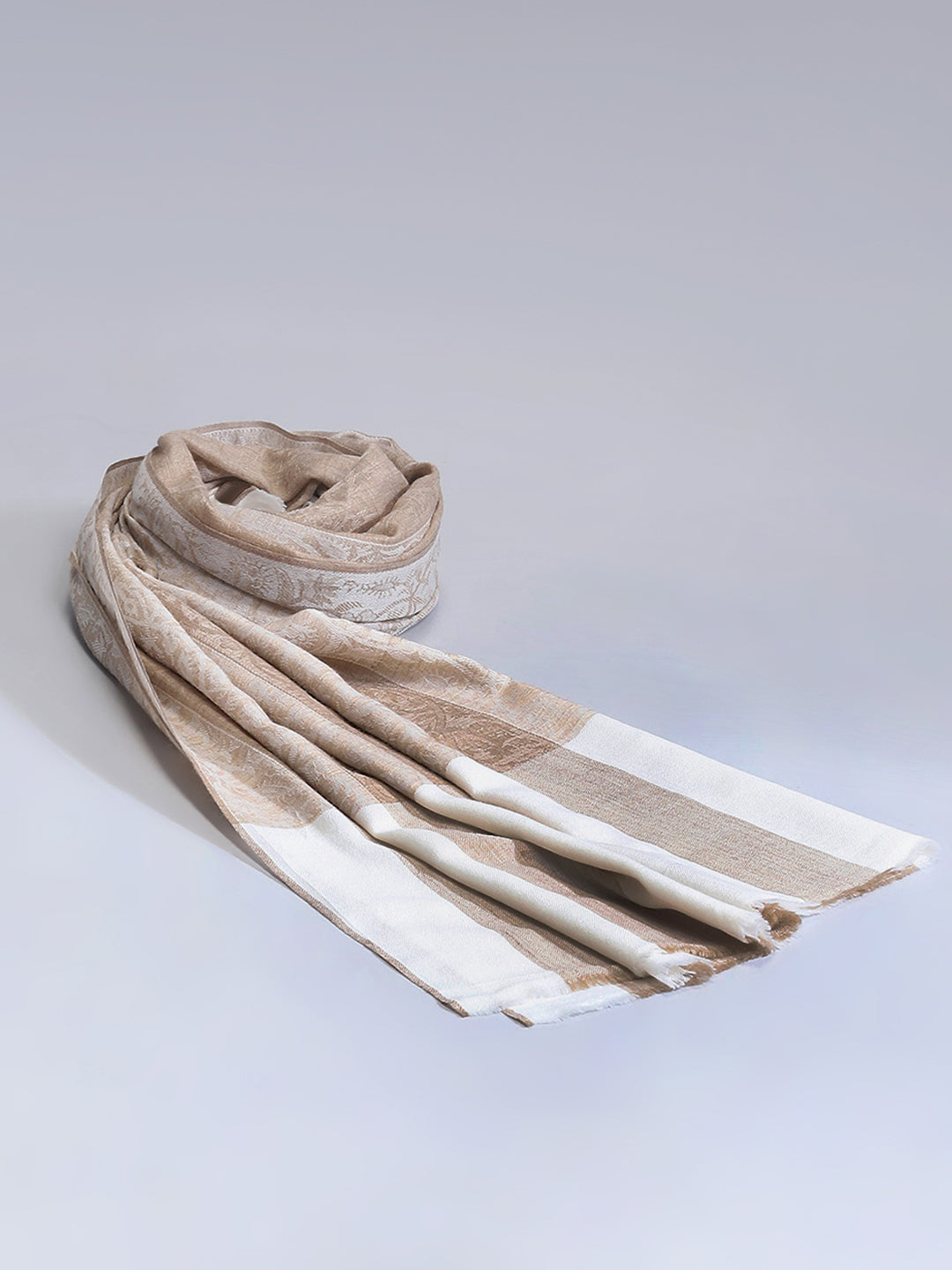 Men Beige Self Design Lohi Shawl