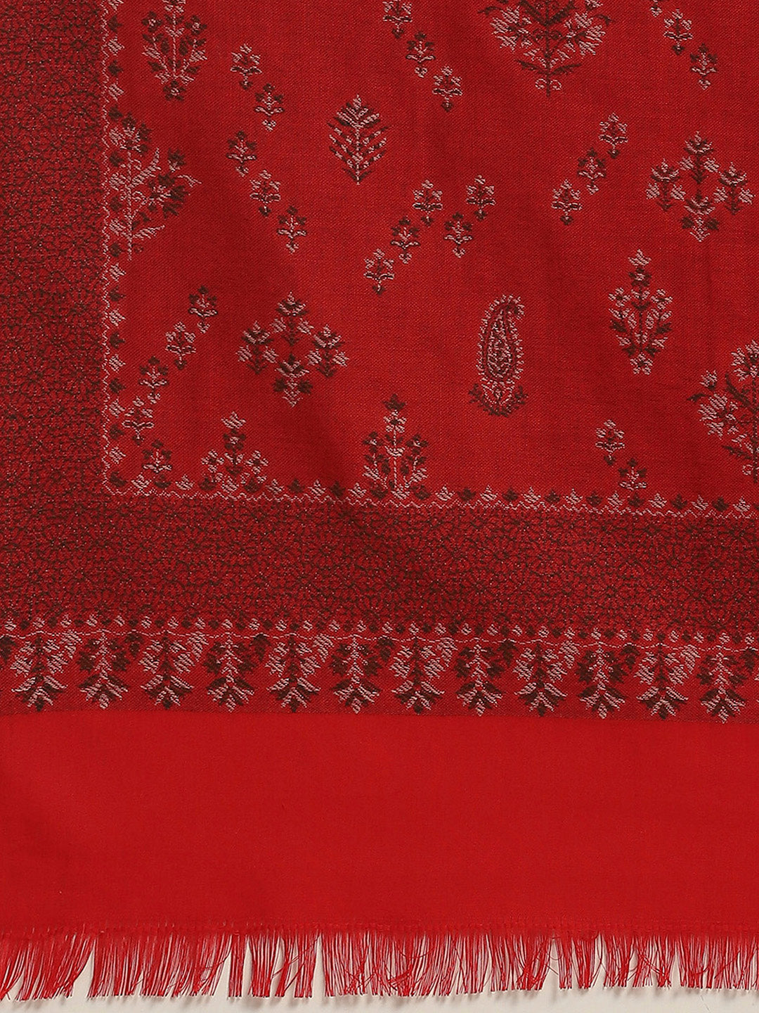 Women Red Self Design Shawl