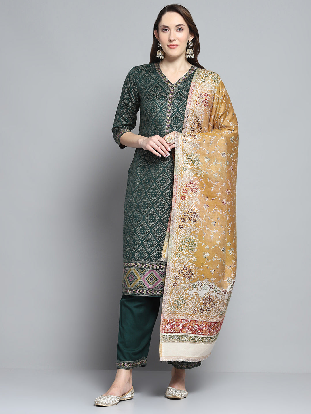Women Multicolor Self Design Shawl