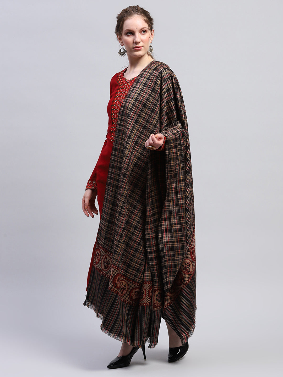 Women Multicolor Self Design Shawl