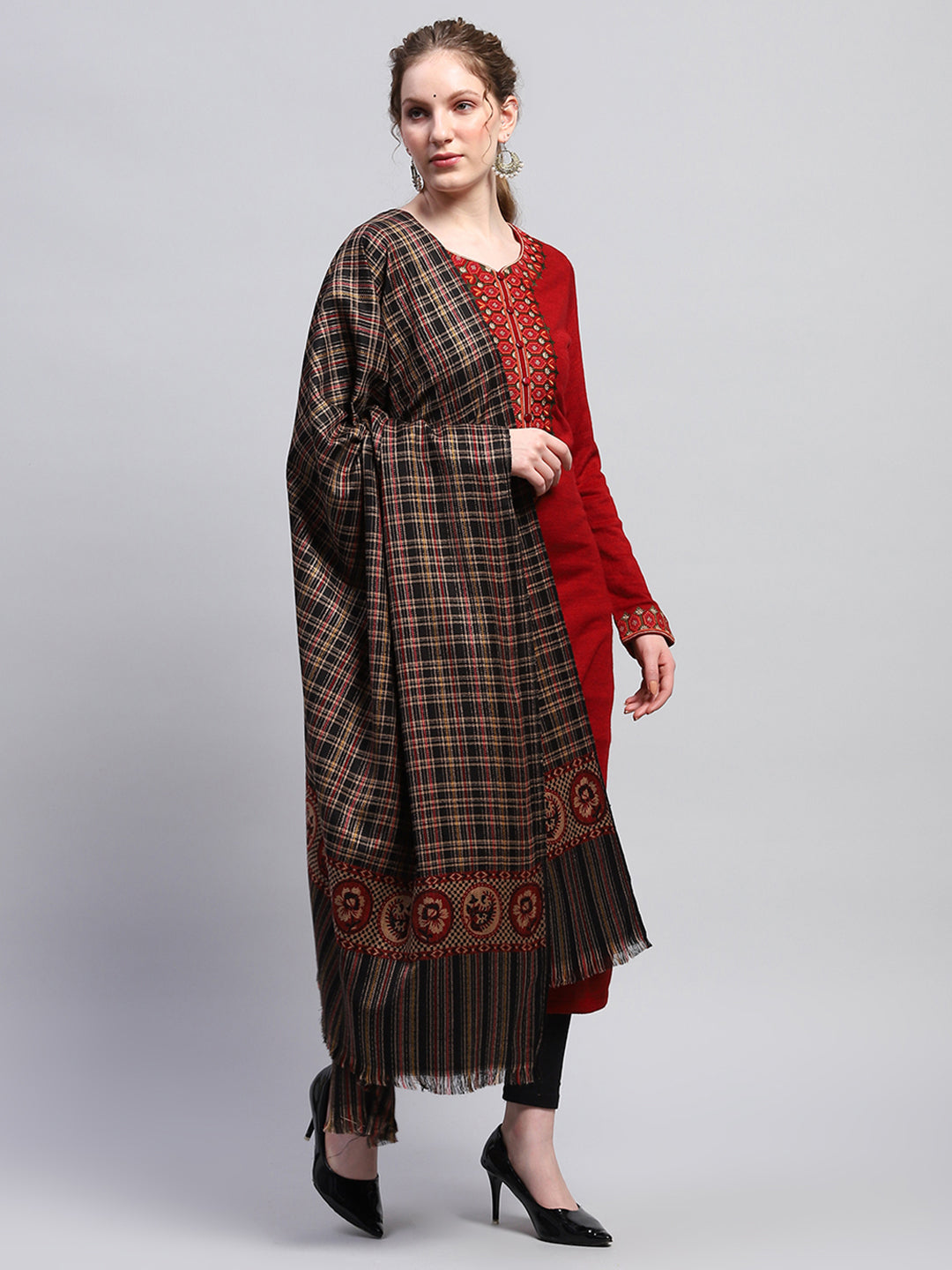 Women Multicolor Self Design Shawl