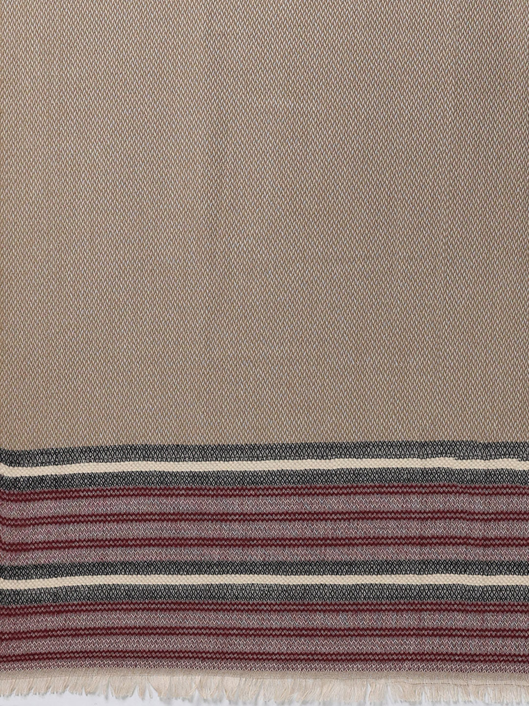 Women Beige Self Design Wool Stole