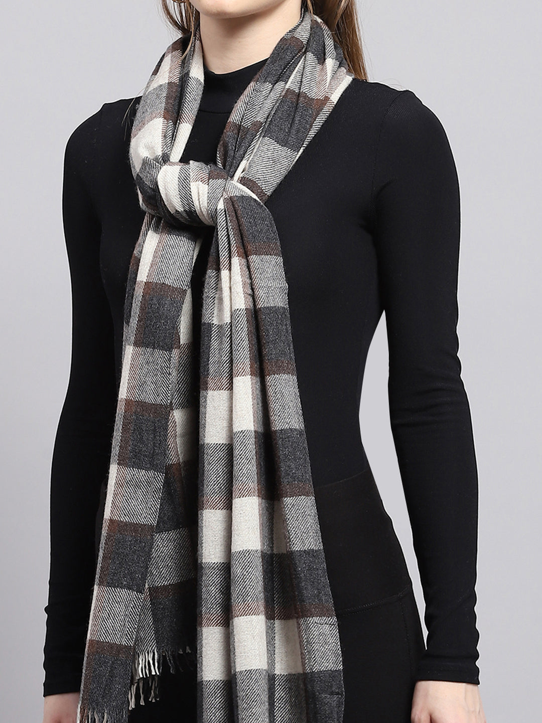 Women Grey Check Stole