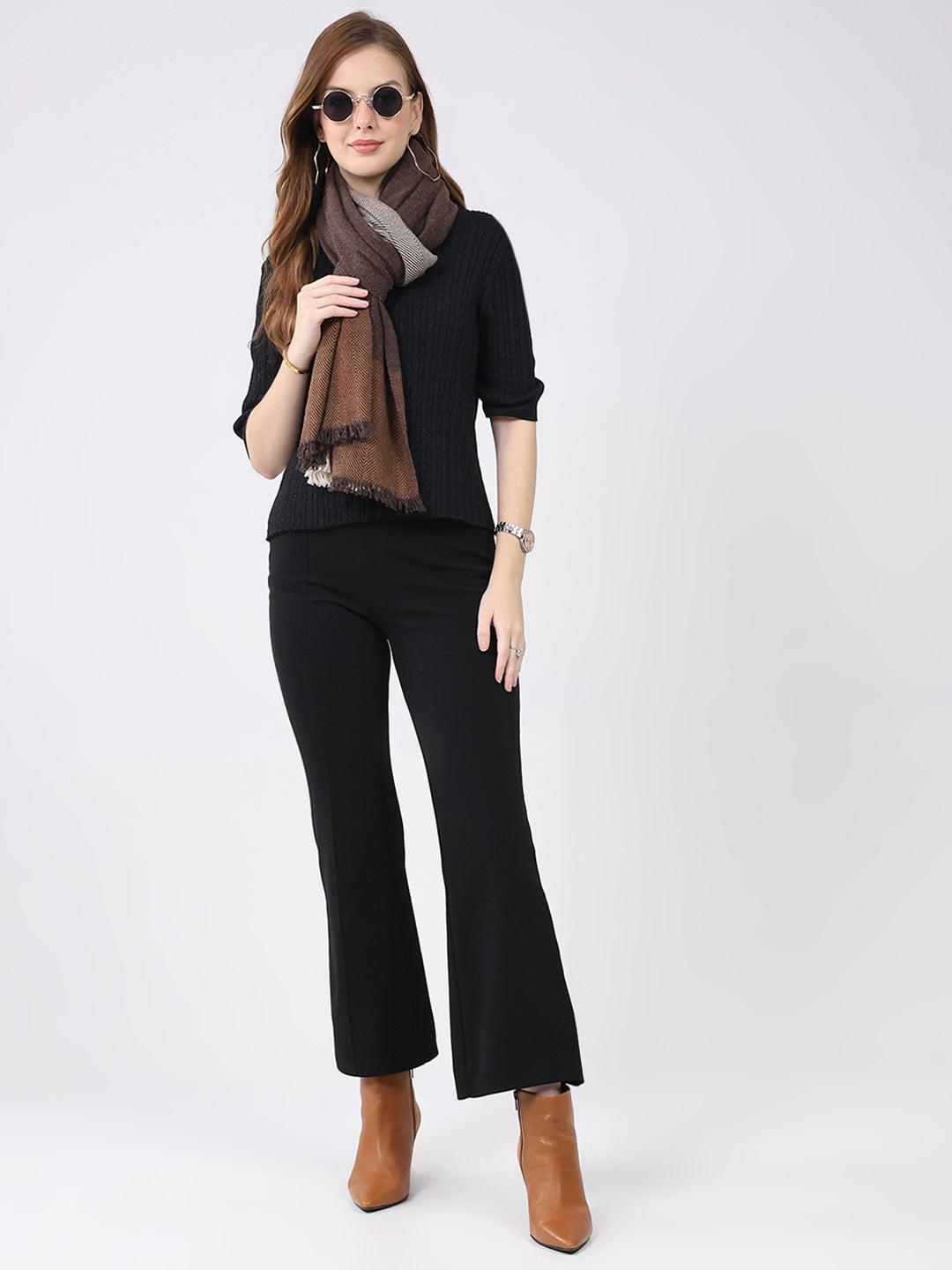 Women Multicolor Self Design Wool Stole