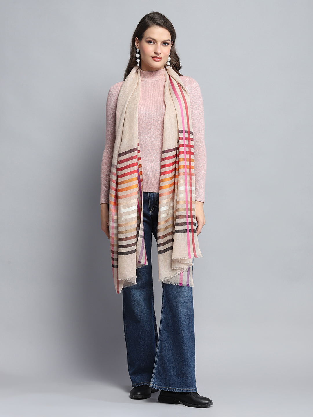 Women Multicolor Self Design Stole