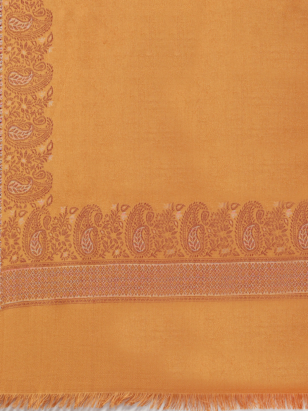 Women Mustard Self Design Stole