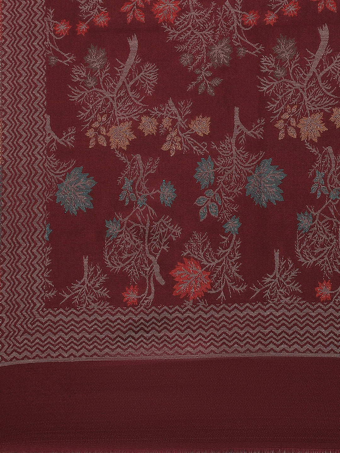 Women Maroon Self Design Stole