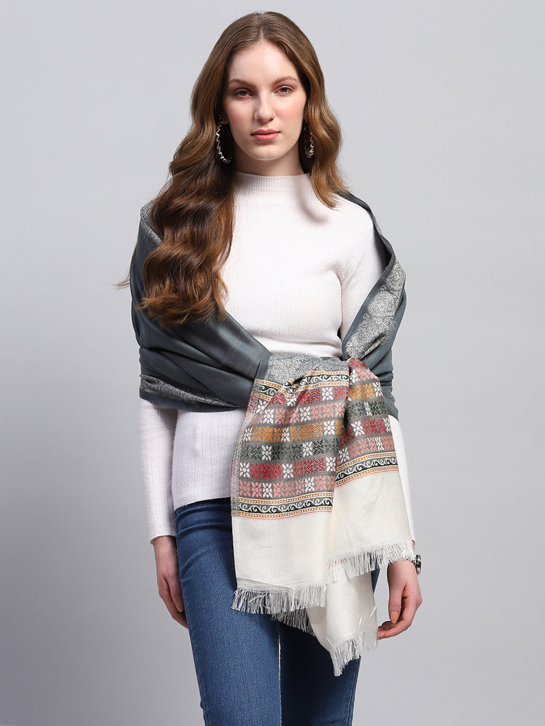 Women Multicolor Self Design Stole