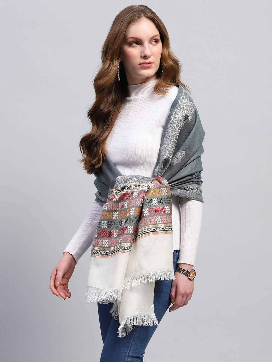 Women Multicolor Self Design Stole