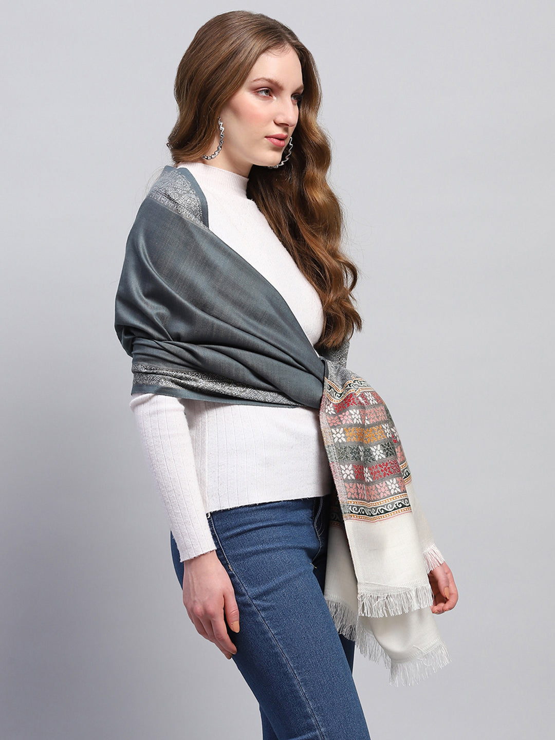 Women Multicolor Self Design Stole