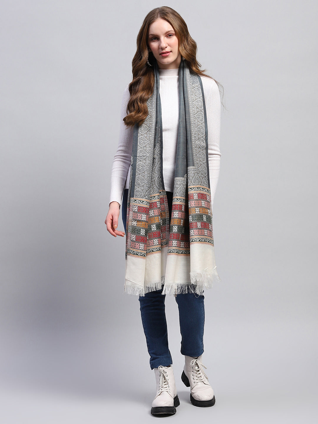 Women Multicolor Self Design Stole