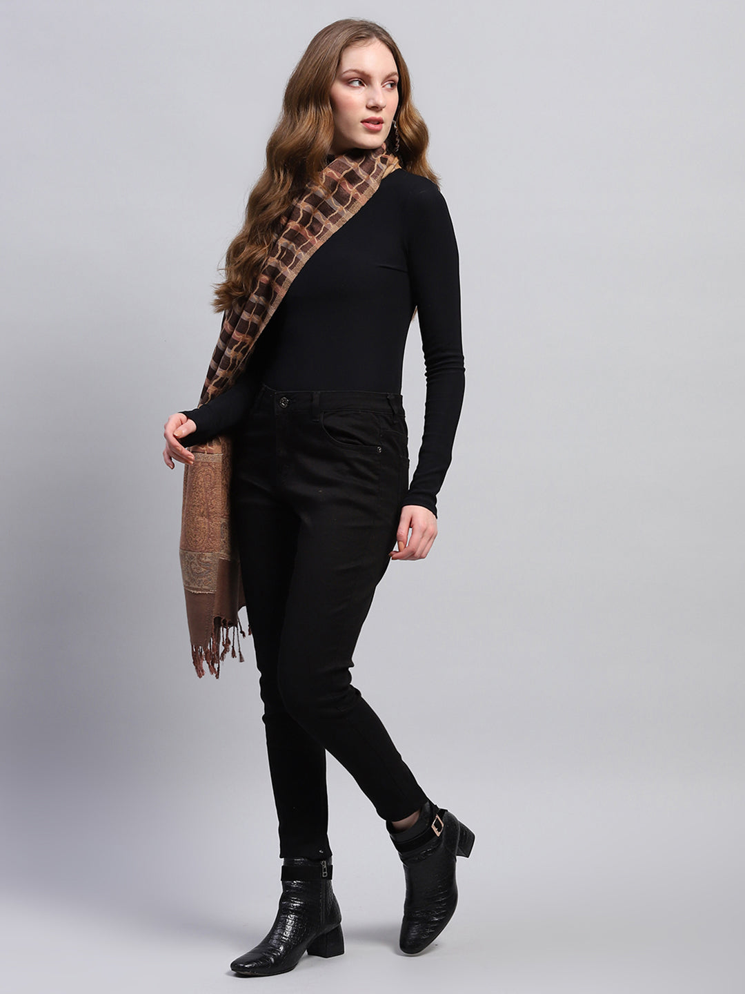 Women Multicolor Self Design Stole