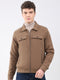 Rock.it Men Brown Solid Collar Full Sleeve Knitted Jacket