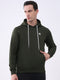 Rock.it Men Olive Solid Hooded Full Sleeve Sweatshirt