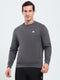 Rock.it Men Grey Solid Round Neck Full Sleeve Sweatshirt