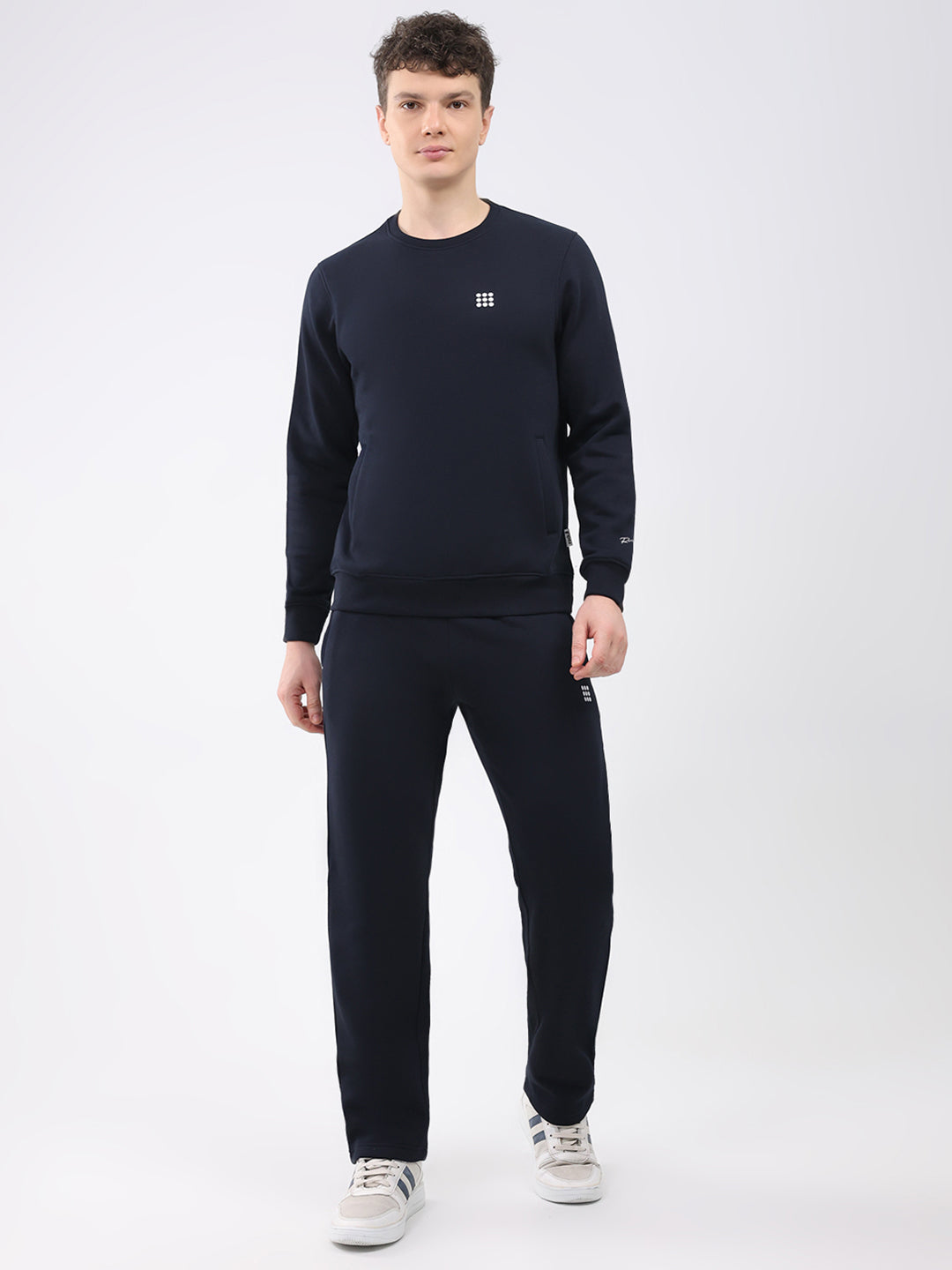 Rock.it Men Navy Blue Solid Round Neck Sleeveless Winter Tracksuit