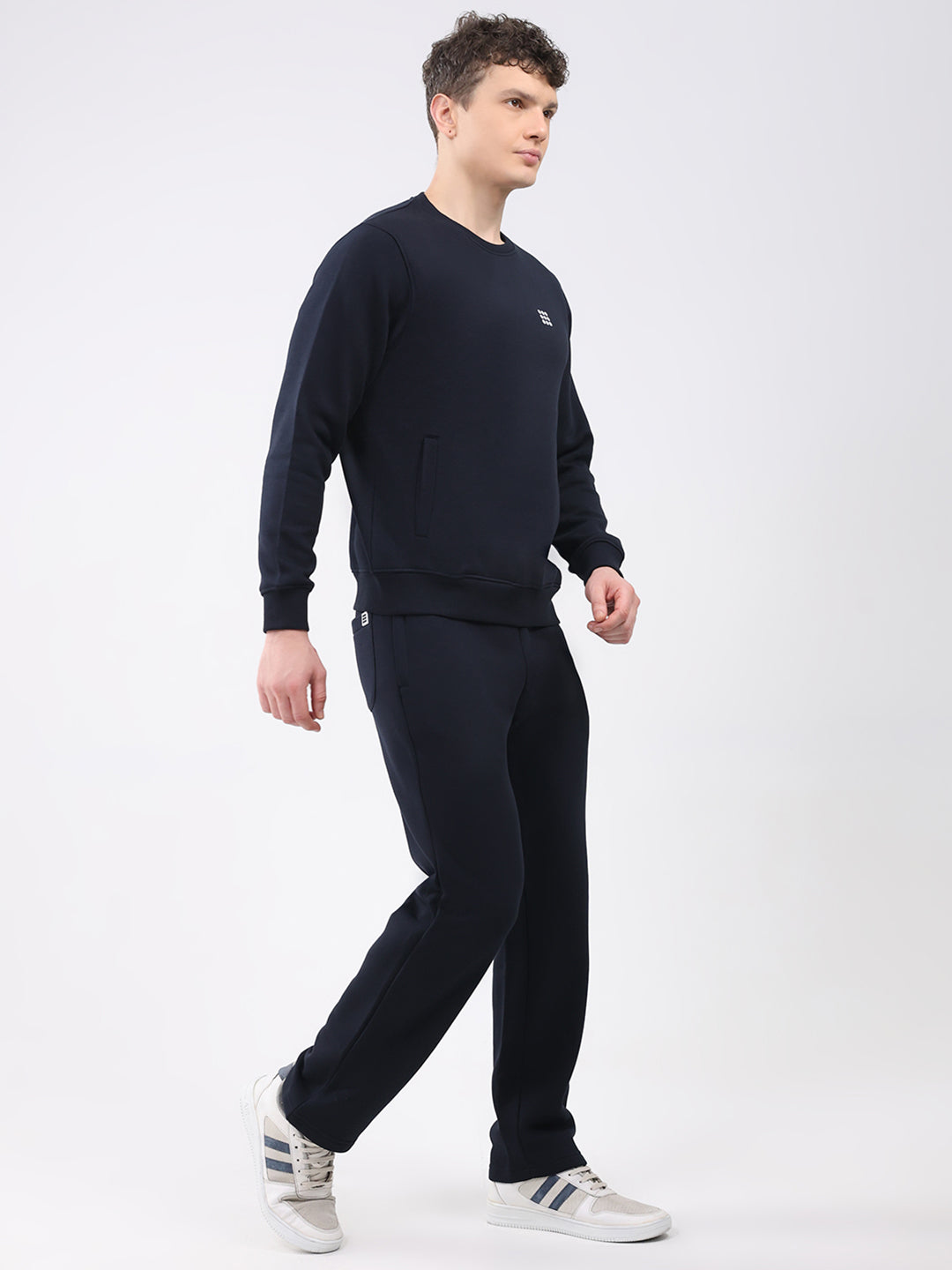 Rock.it Men Navy Blue Solid Round Neck Sleeveless Winter Tracksuit