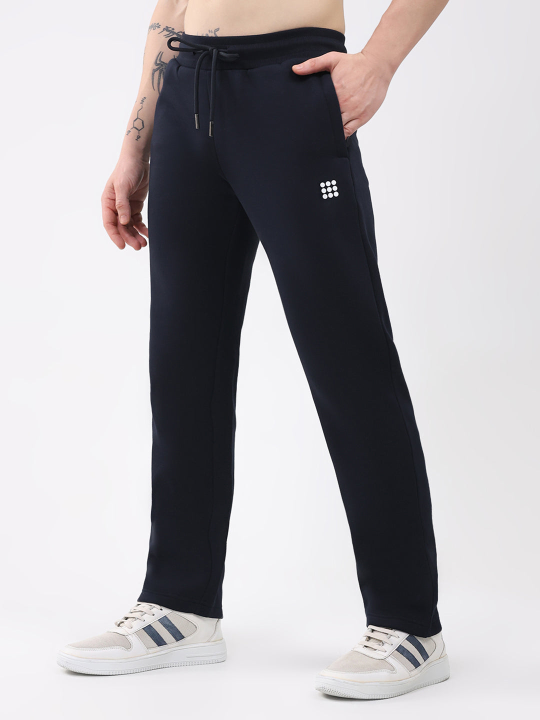 Rock.it Men Navy Blue Solid Round Neck Sleeveless Winter Tracksuit