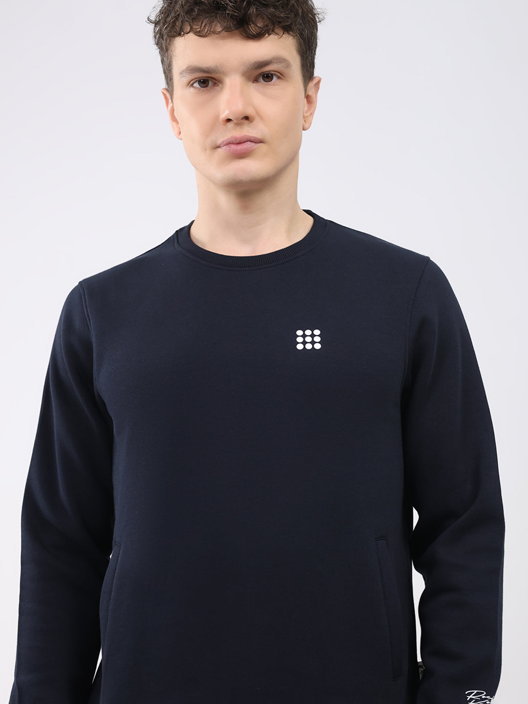 Rock.it Men Navy Blue Solid Round Neck Sleeveless Winter Tracksuit