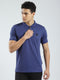 Men Blue Solid Collar Half Sleeve T-Shirt