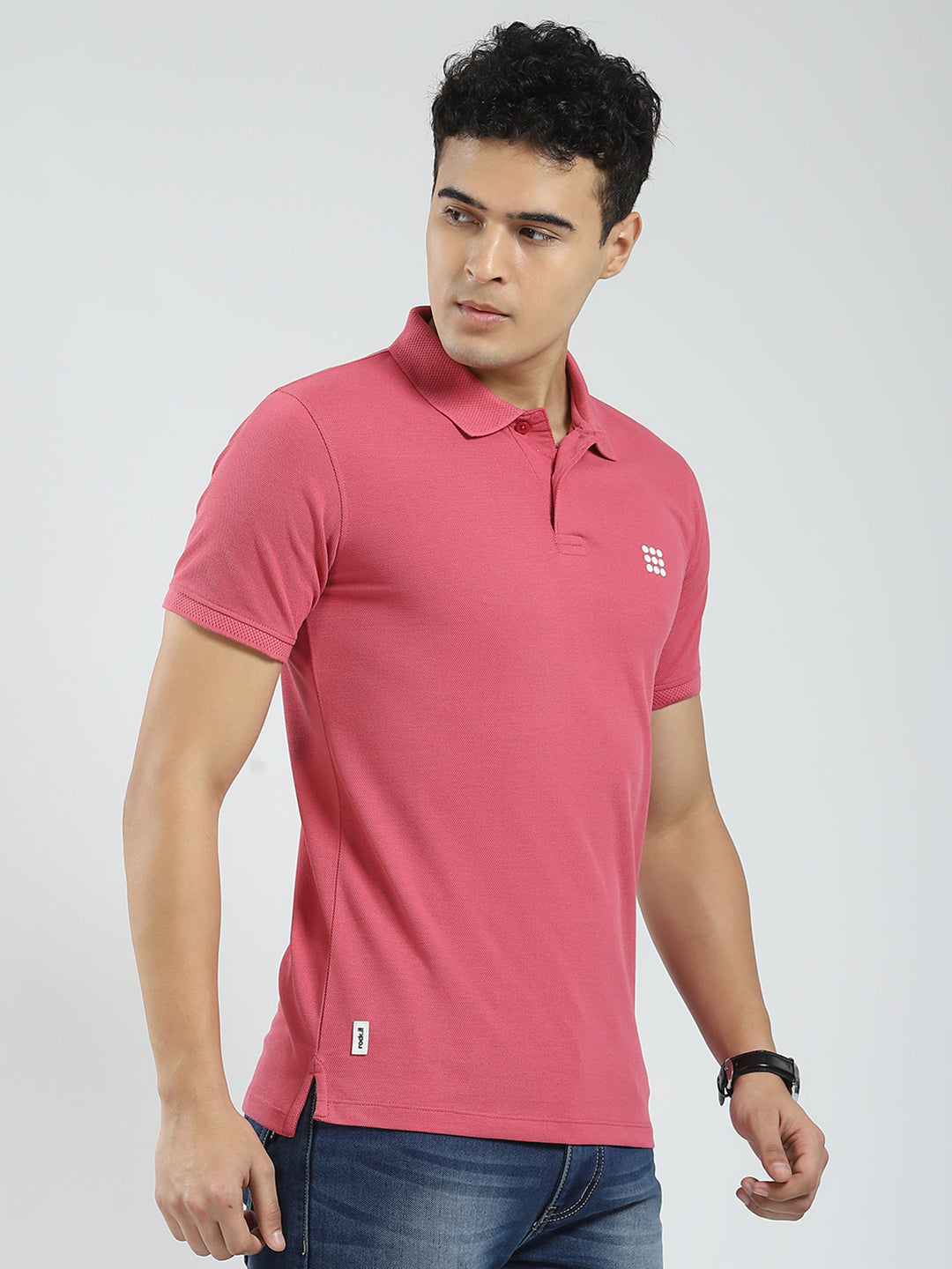 Rock.it Men Pink Solid Collar Half Sleeve T-Shirt