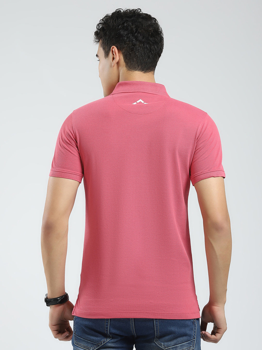 Rock.it Men Pink Solid Collar Half Sleeve T-Shirt