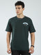 Men Green Printed Round Neck Half Sleeve T-Shirt