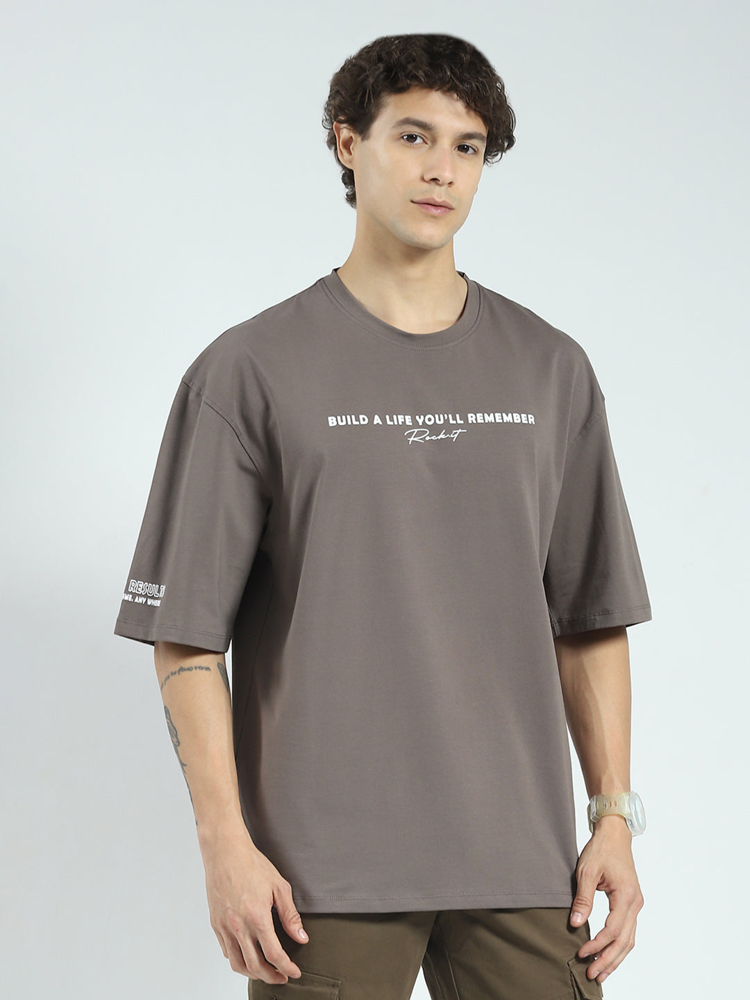Rock.it Men Grey Printed Round Neck Half Sleeve T-Shirt