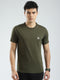 Men Olive Solid Round Neck Half Sleeve T-Shirt
