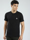 Men Black Solid Round Neck Half Sleeve T-Shirt