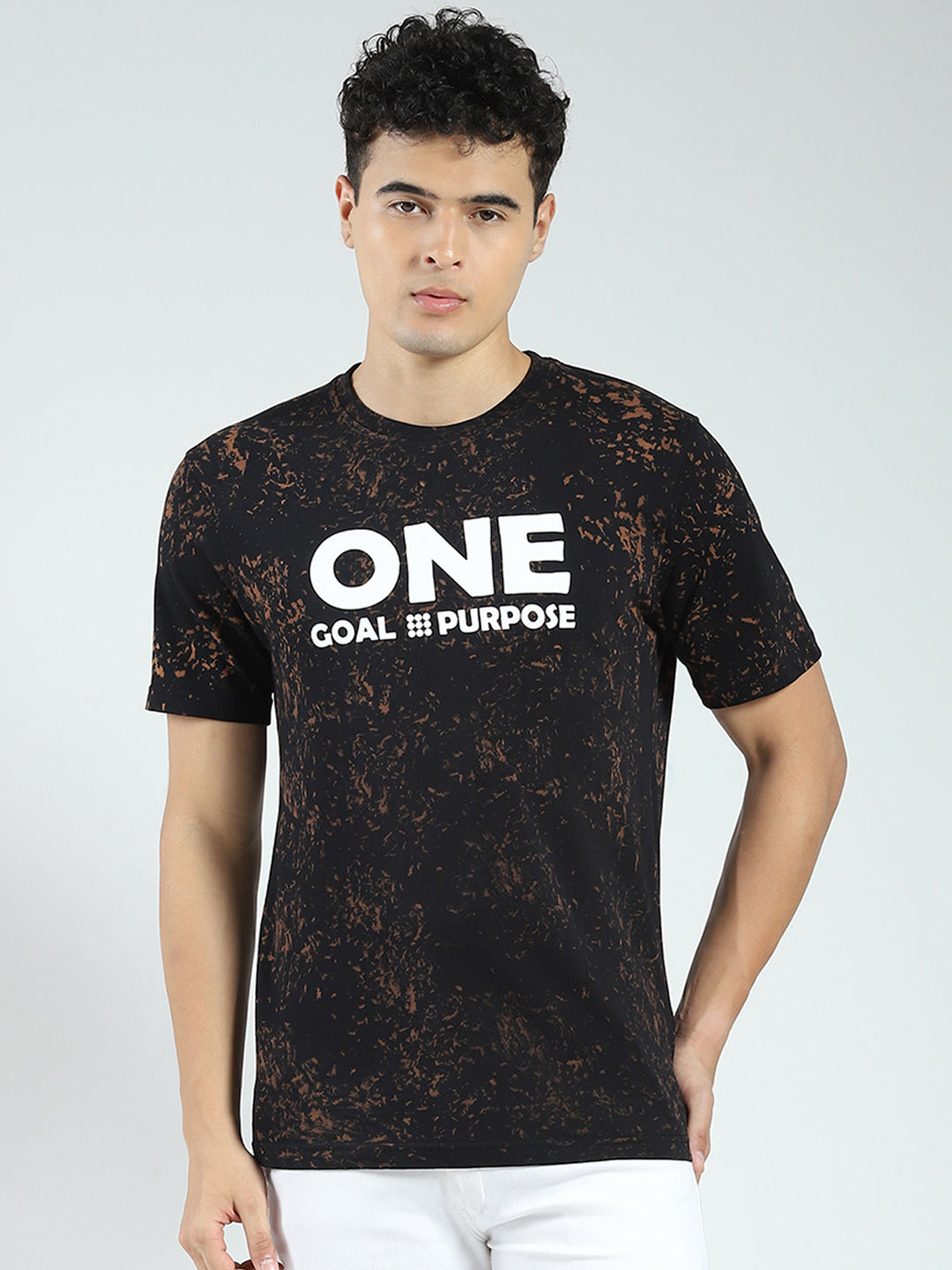 Rock.it Men Black Printed Round Neck Half Sleeve T-Shirt