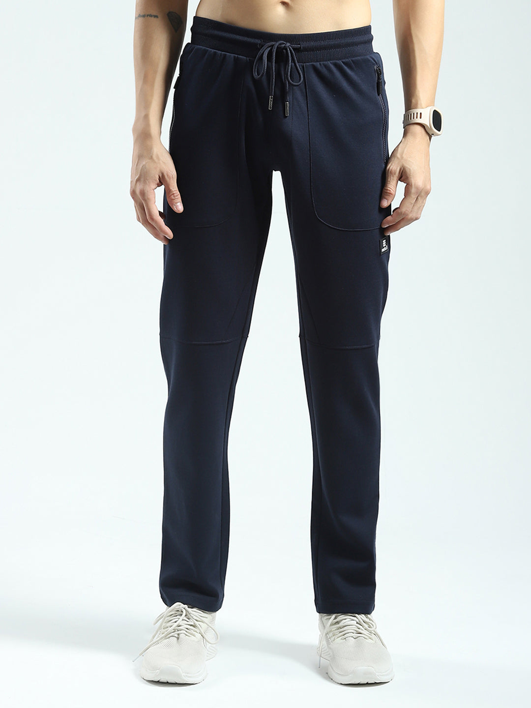 Rock.it Men Navy Blue Solid Regular Fit Lower