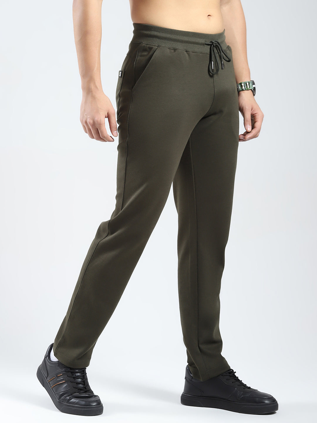 Rock.it Men Olive Solid Regular Fit Lower