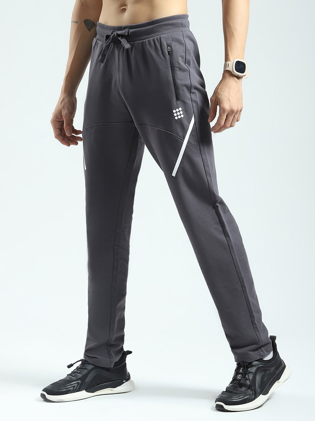 Rock.it Men Grey Solid Regular Fit Lower