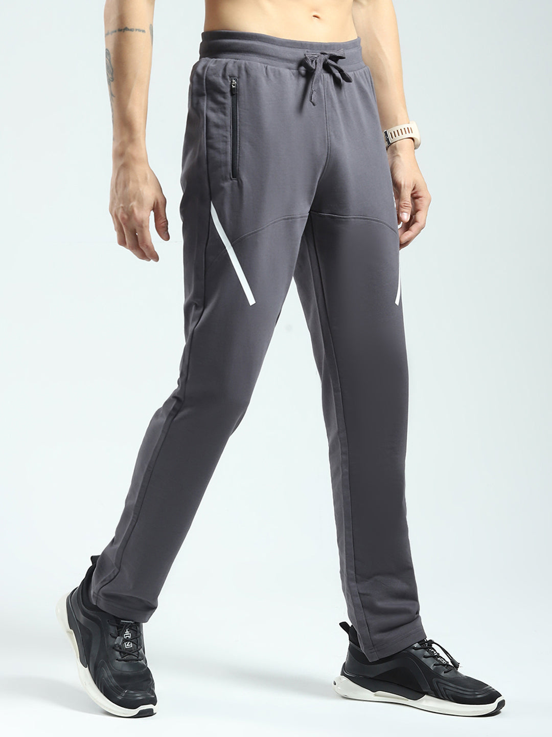 Rock.it Men Grey Solid Regular Fit Lower