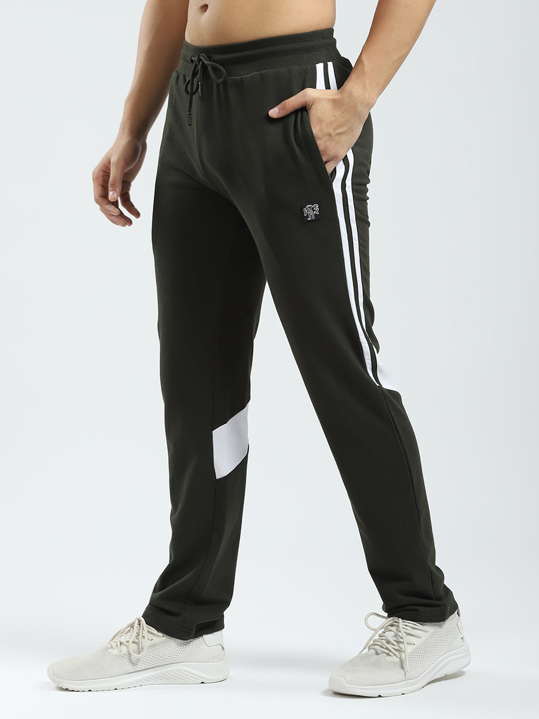 Rock.it Men Olive Solid Regular Fit Lower