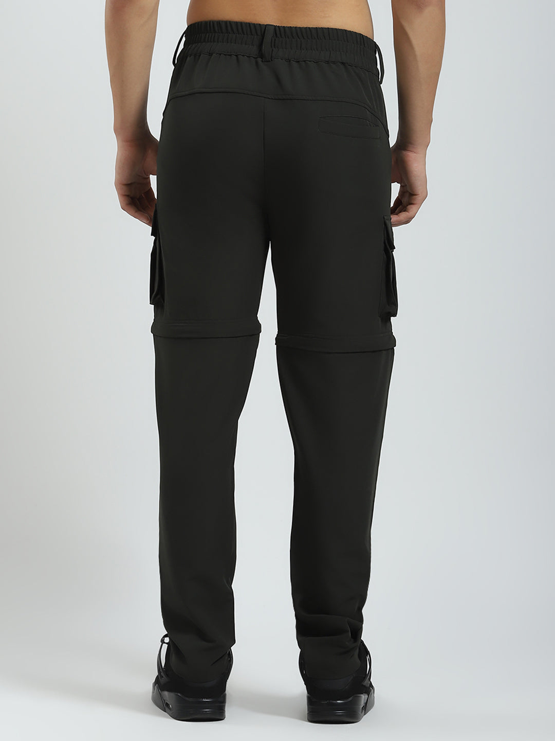 Men Olive Solid Regular Fit Cargo