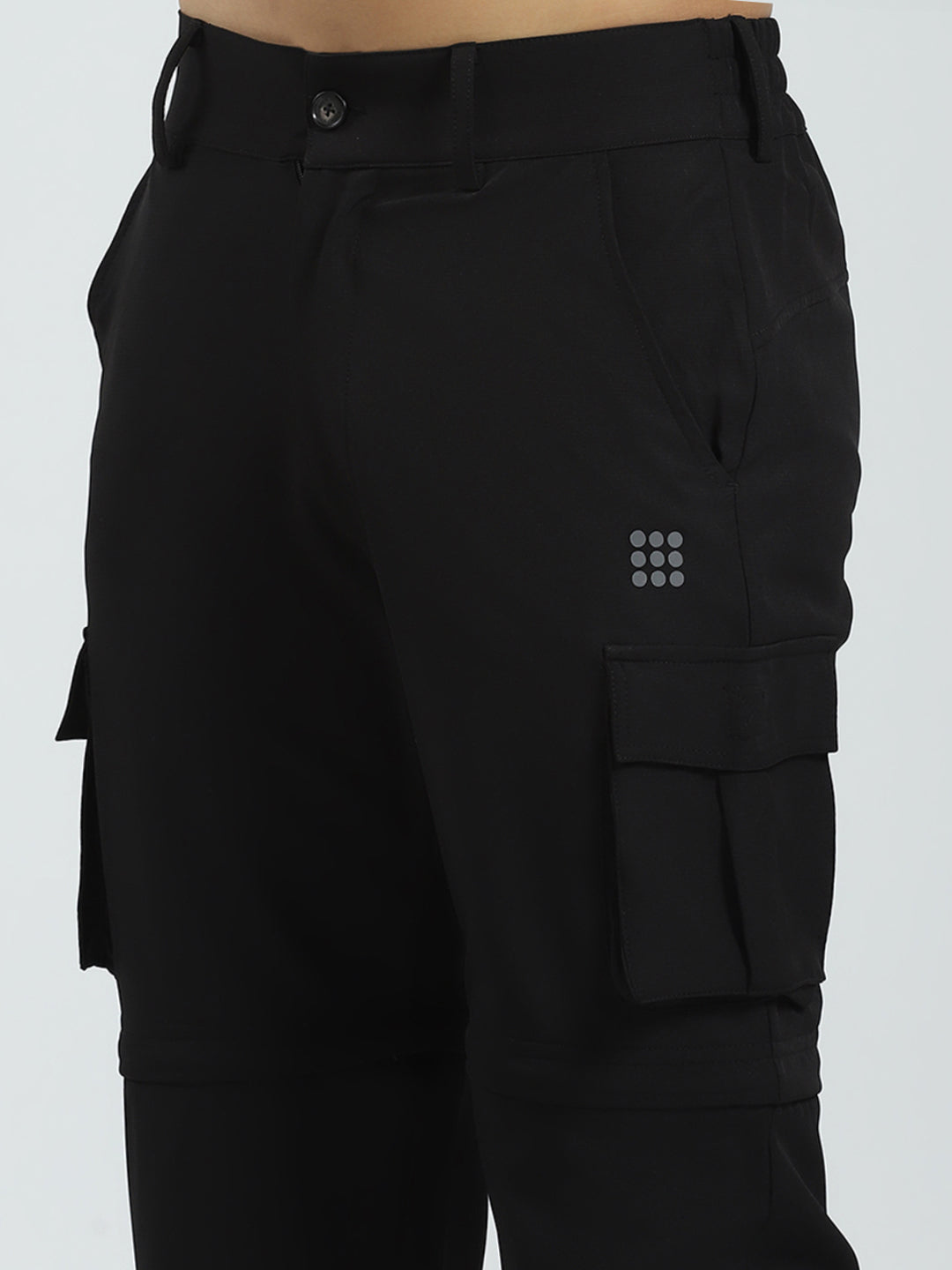 Men Black Solid Regular Fit Cargo