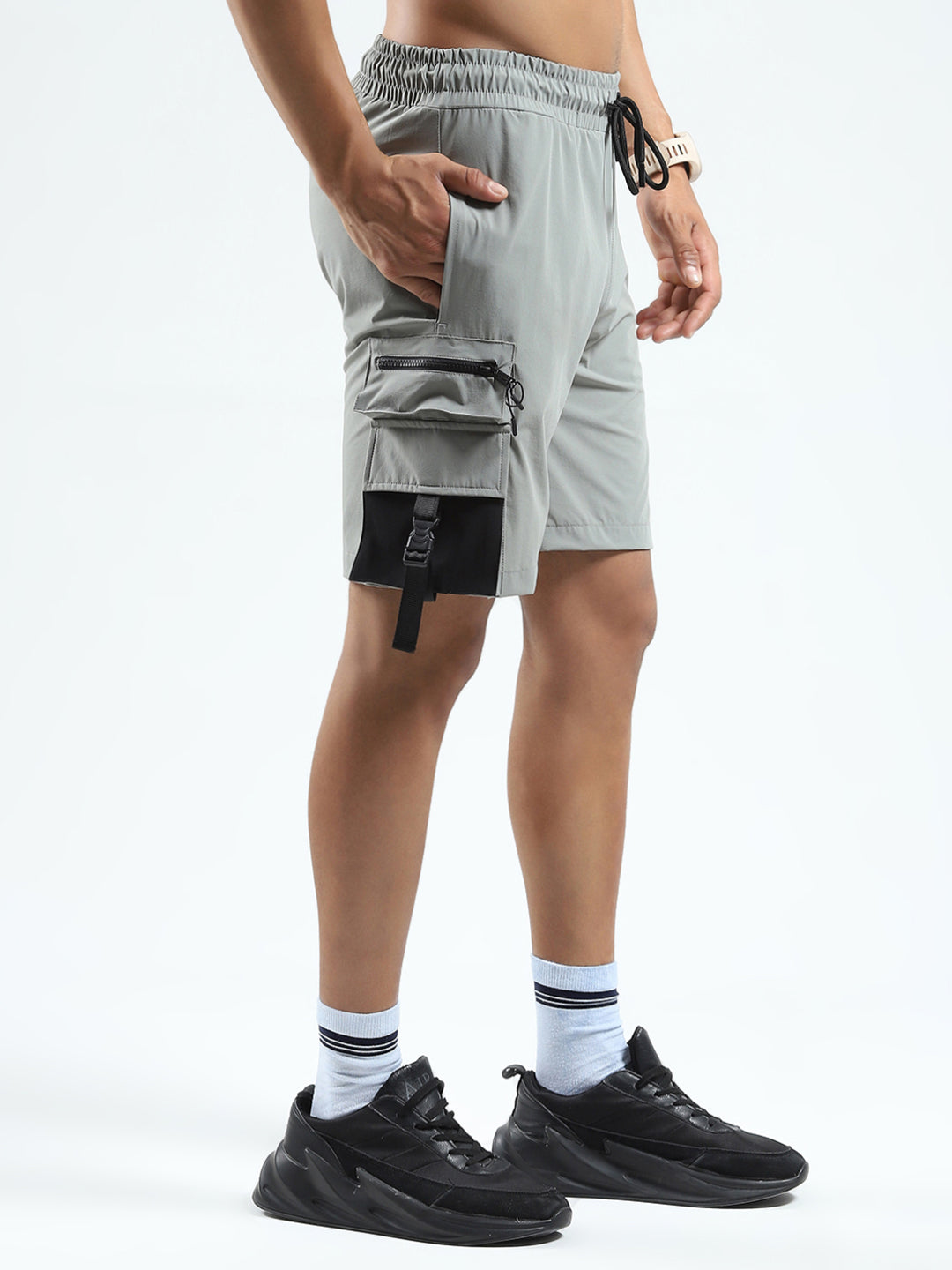 Rock.it Men Grey Solid Regular Fit Shorts