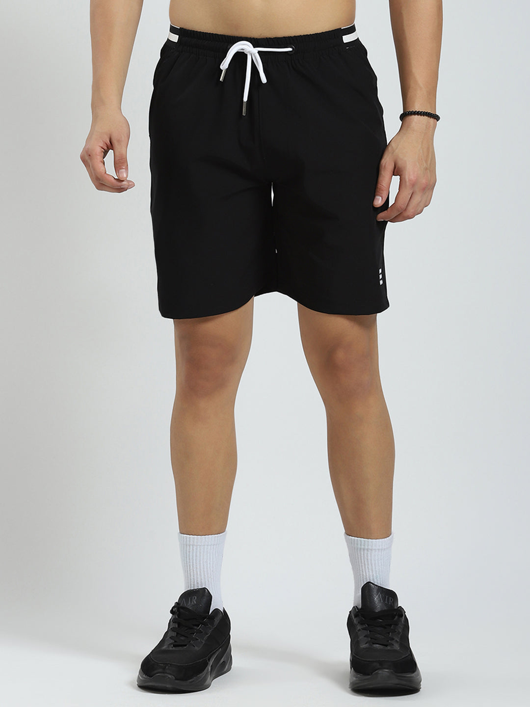 Men Black Solid Regular Fit Short