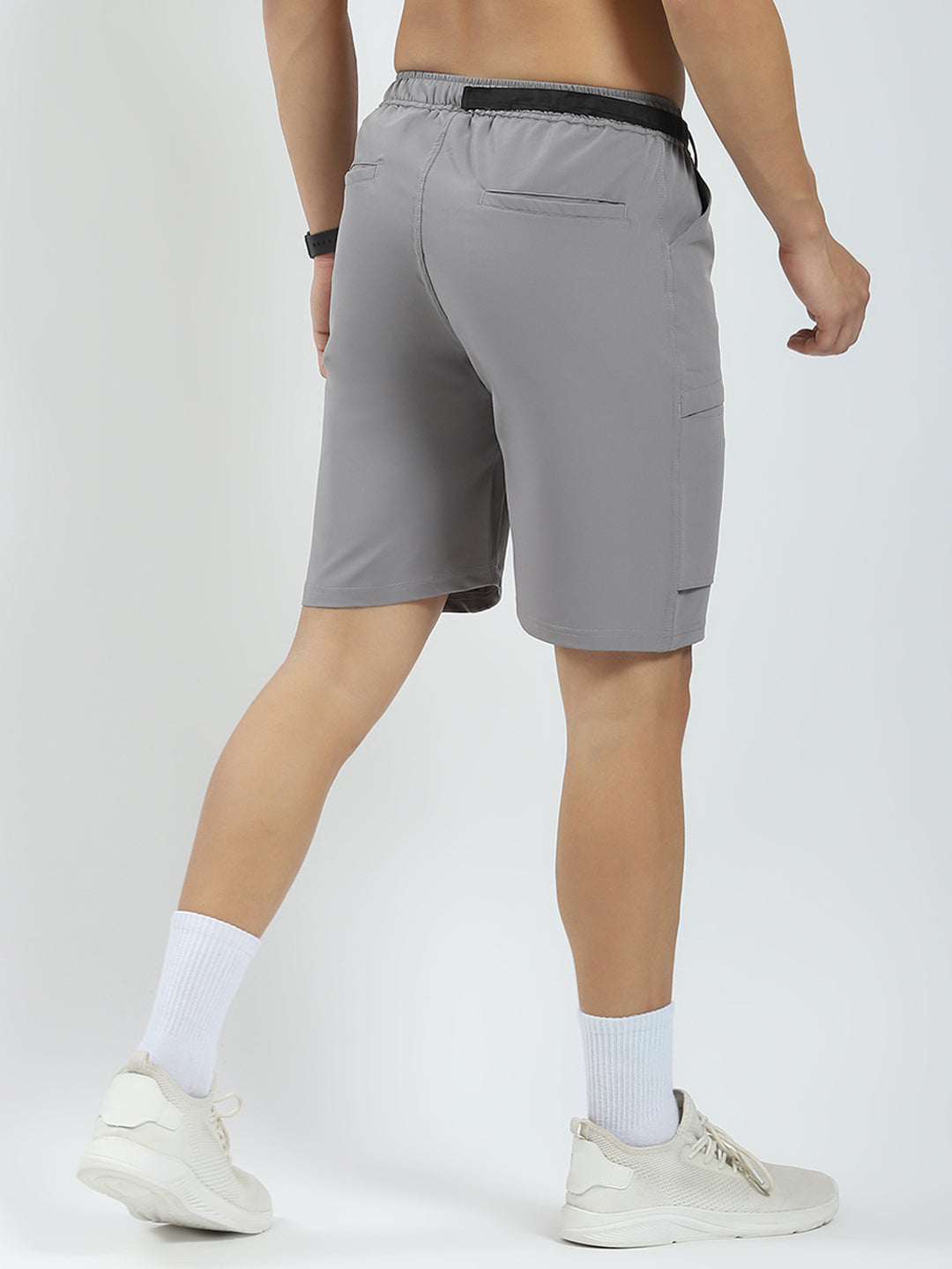 Men Grey Solid Regular Fit Short