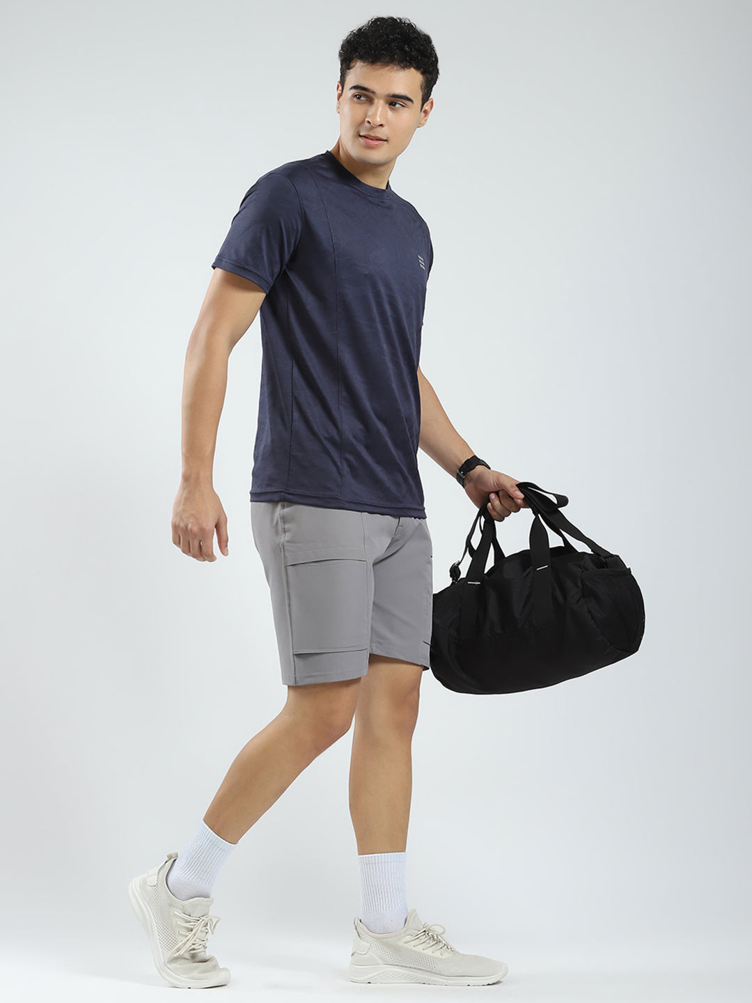 Men Grey Solid Regular Fit Short