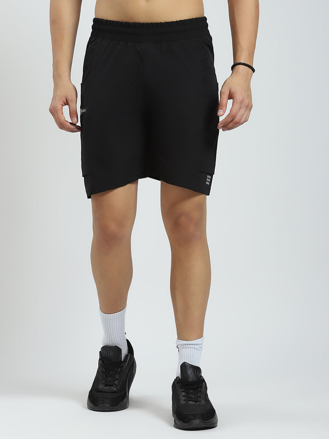 Men Black Solid Regular Fit Short